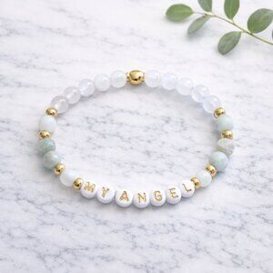 MY ANGEL Amazonite White Jade Crystal Bracelet 6mm Beads Jewelry Gift Ready